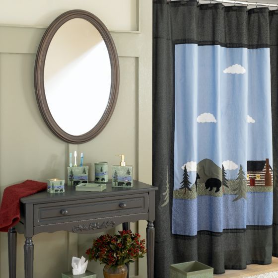 Shower Curtain Hook Black Bear 12pc, Lake Shower Curtain Hooks