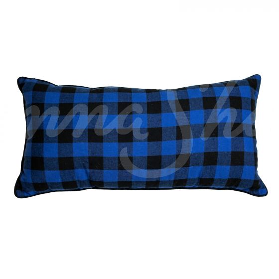 Dec Pillow (Check Blue - Rectangle), Bear Campfire