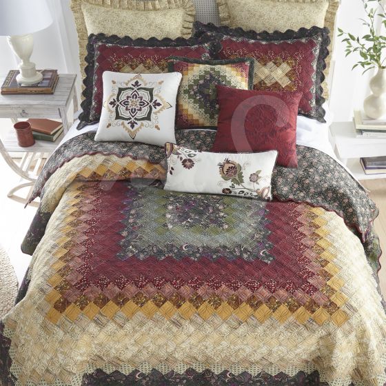 Colors in this quilt are gold, ginger, cinnamon, and deep sage.