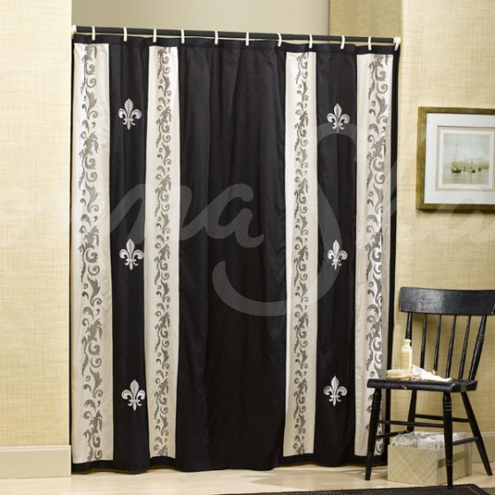 Shower Curtain, FDL Scrolls/Tan