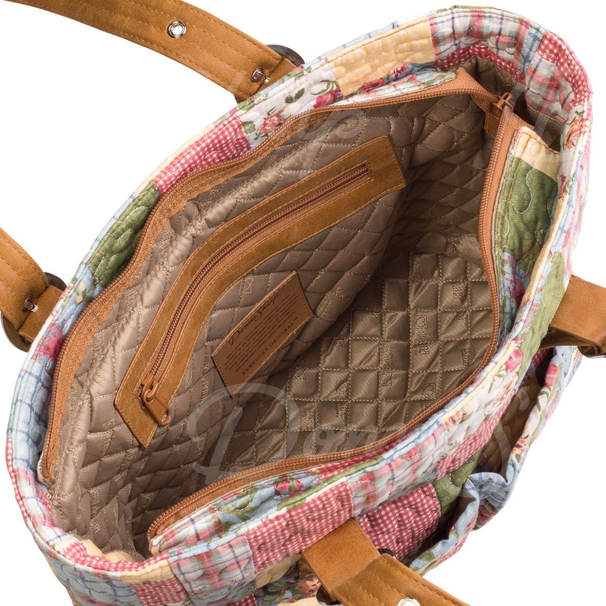 Donna Sharp Handbag Quilted Purse Brown Green Shoulder Bag aa15 | eBay