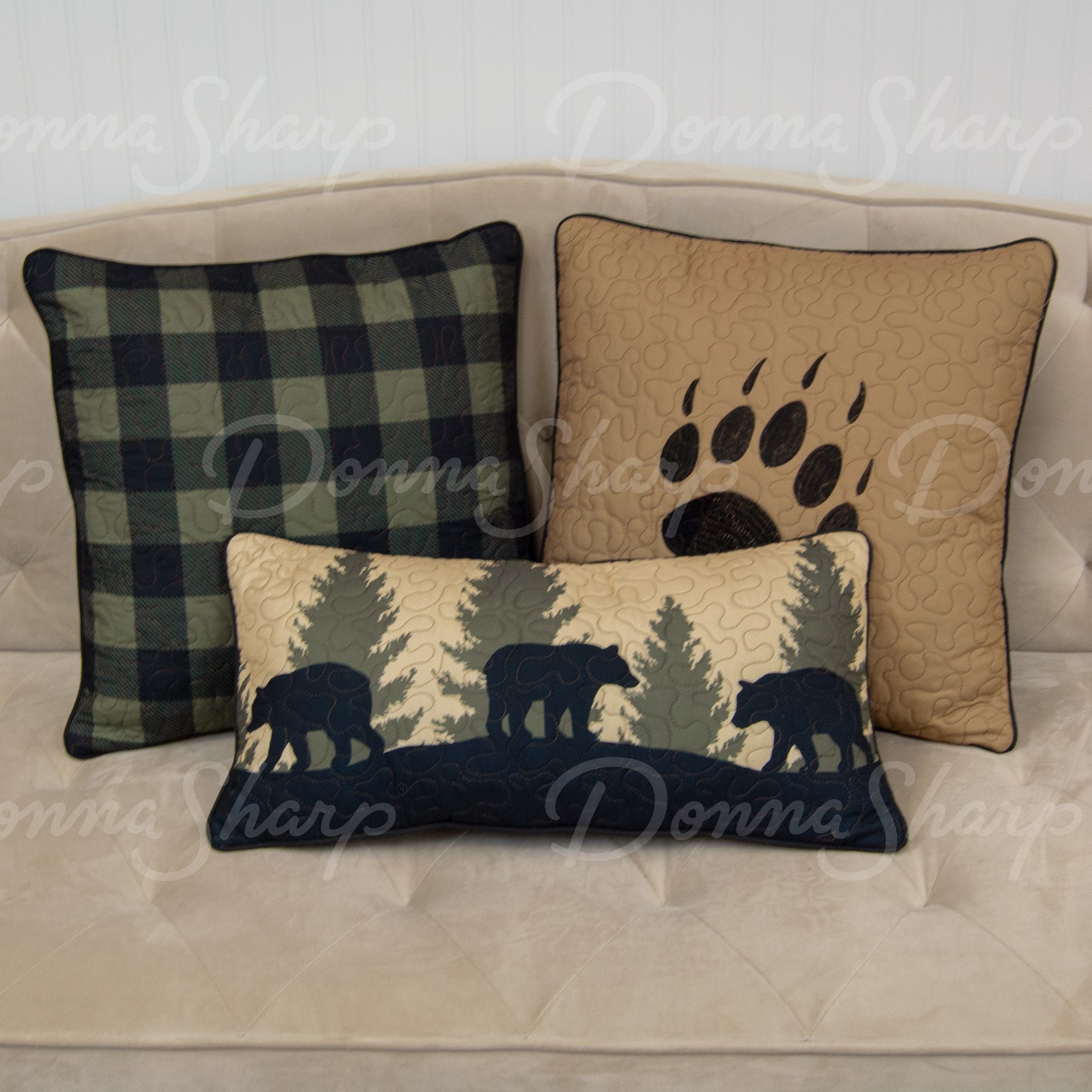 Donna Sharp Bear Walk Plaid Decorative Paw Pillow, 33464