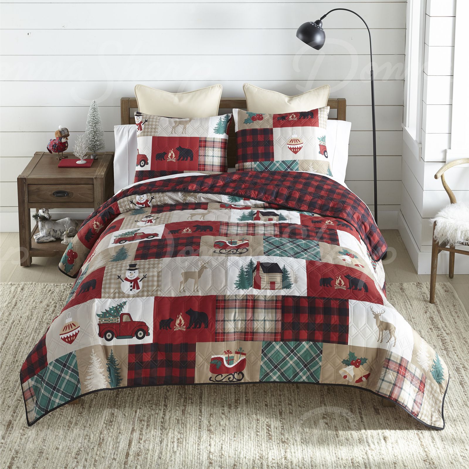 ballon Reinig de vloer Wind Christmas Forest Quilted Bedding Set from Your Lifestyle by Donna Sharp