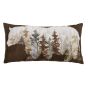This rectangular pillow features a bear silhouette filled with watercolor trees.