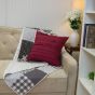 Lifestyle image of Indiana Farmhouse Pieced Cotton Quilt Coordinating Throw with Red Ruffle Decor Pillow by Donna Sharp.