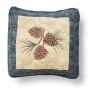 This square pillow  features 3 pinecones.