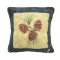 This square pillow features 3 pinecones.