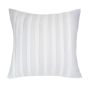 This pillow is white with pleats.
