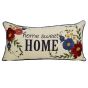 The front of this pillow features flowers and "Home Sweet Home".