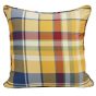 The front of this decorative pillow is a fun plaid print.