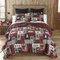 Donna Sharp Bear Peak Cotton Quilt Set design features an intricate patchwork of various plaid and check patterns arranged in a captivating hopscotch layout.