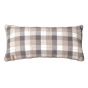 This rectangular pillow has a neutral plaid pattern.
