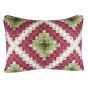 This sham features small botanical and geometric prints are arranged in a classic Trip Around the World quilt pattern. Colors include watermelon, rose, deep mauve, olive green, tan, ivory, buttercream.  