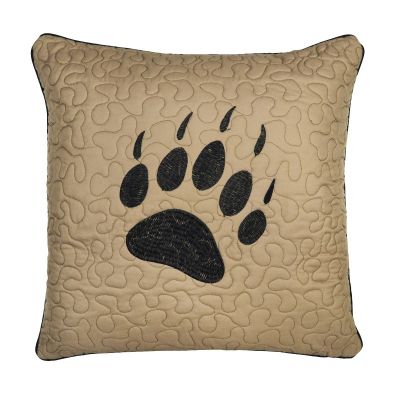 This pillow features a bear paw print.