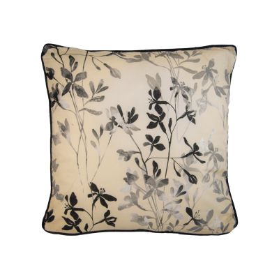 This pillow features black and grey florals.