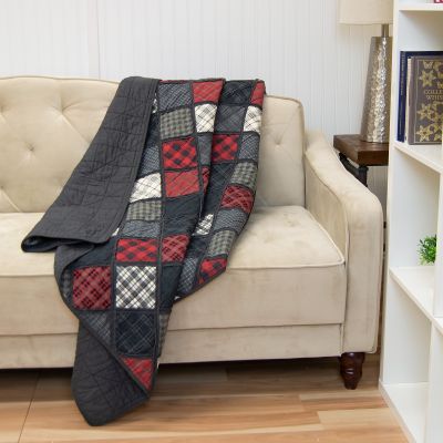 Lifestyle image of Lumberjack 3pc cotton quilt set by Donna Sharp Decorative throw. 