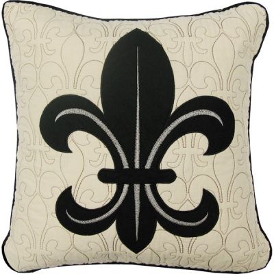 Dec Pillow, FDL Scrolls/Tan (blk fleur)