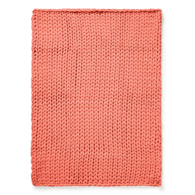 Throw, Chunky Knitted (Coral)