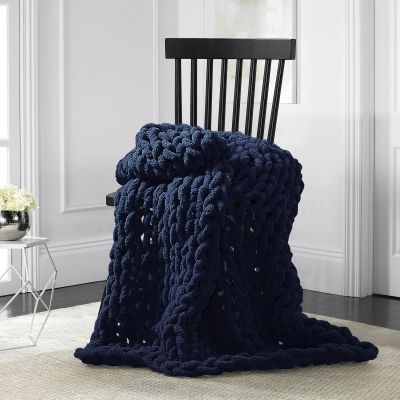 Throw, Chenille Knitted (Navy)