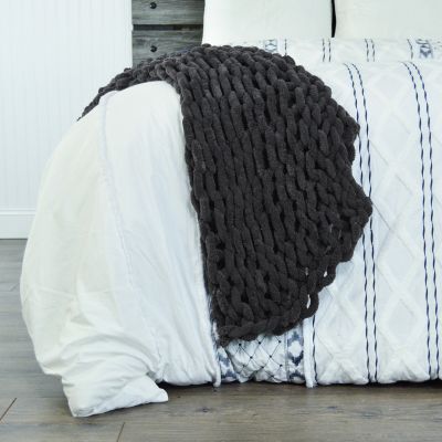 Throw, Chenille Knitted (Charcoal)