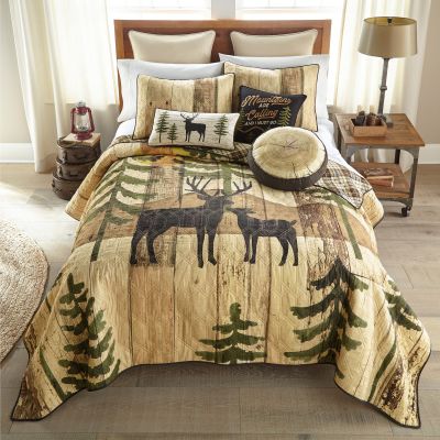 Painted Deer Quilt Set, Pillows sold separately.