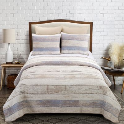 Bleached Boardwalk Quilt Set with coordinating decor pillows. Pillows sold separately.