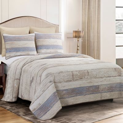 Bleached Boardwalk Quilt Set with coordinating decor pillows. Pillows sold separately.