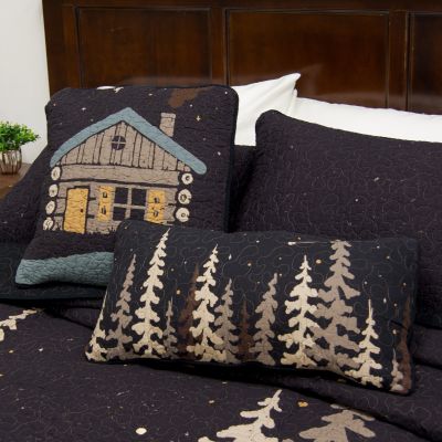 Dec Pillow, Moonlit Cabin