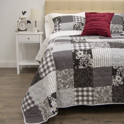 Indiana Farmhouse Pieced Cotton Quilt Set with coordinating accessories. Set includes 1 quilt and two shams. Accessories sold separately.
