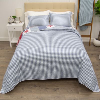 Star & Stripe 3pc Cotton Americana Bedding Set from Your Lifestyle-Twin includes 1 quilt and 1 sham.