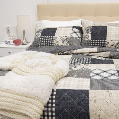 Augusta Cotton Quilt Set from Your Lifestyle by Donna Sharp is a farmhouse design patchwork quilt set with two coordinating shams included. Coordinating euro shams and Decor pillow set, one cow and one floral are sold separately.