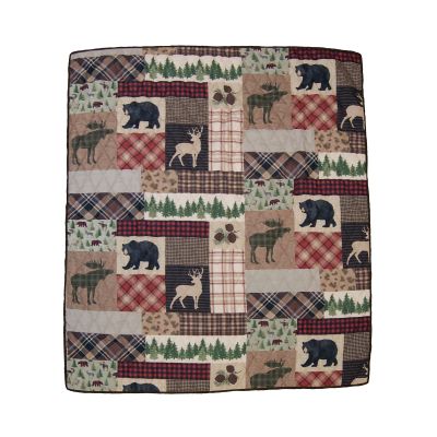 Wilderness Pine Decorative Throw with images of bears, moose, dear
