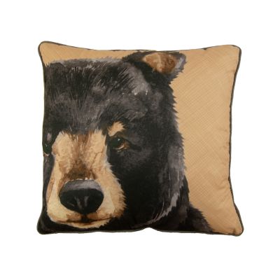 This fun decorative pillow features a black bear.