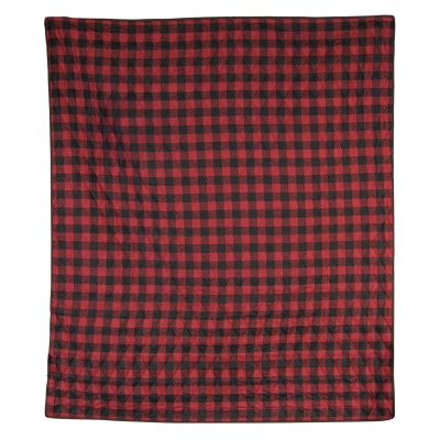 The Great Outdoors throw image shows a variety of plaid and outdoor images in squares. 