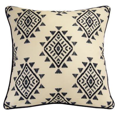 this dec pillow features a Southwest diamond pattern on cream background

