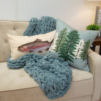 Lifestyle image for the 2 piece pillow set with the Seaside Chenille Knit throw for Montana Forest Quilted Bedding Set from Your Lifestyle by Donna Sharp.