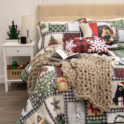 Winter Cottage Quilted Bedding Set is featured with the Winter Cottage 2pc Pillow Set
