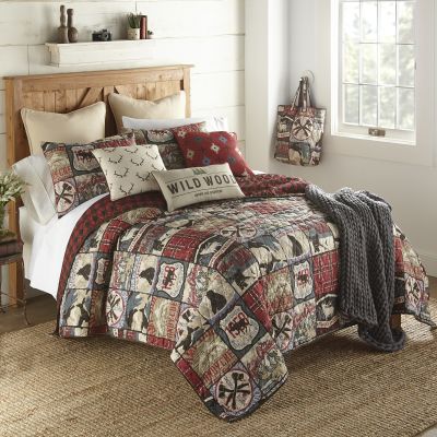 This bedding set is complete with matching decorative pillows.