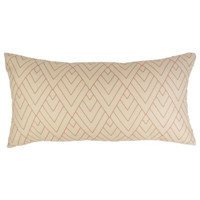 back of  rectangle decorative pillow, tan cream color with vertical design throughout