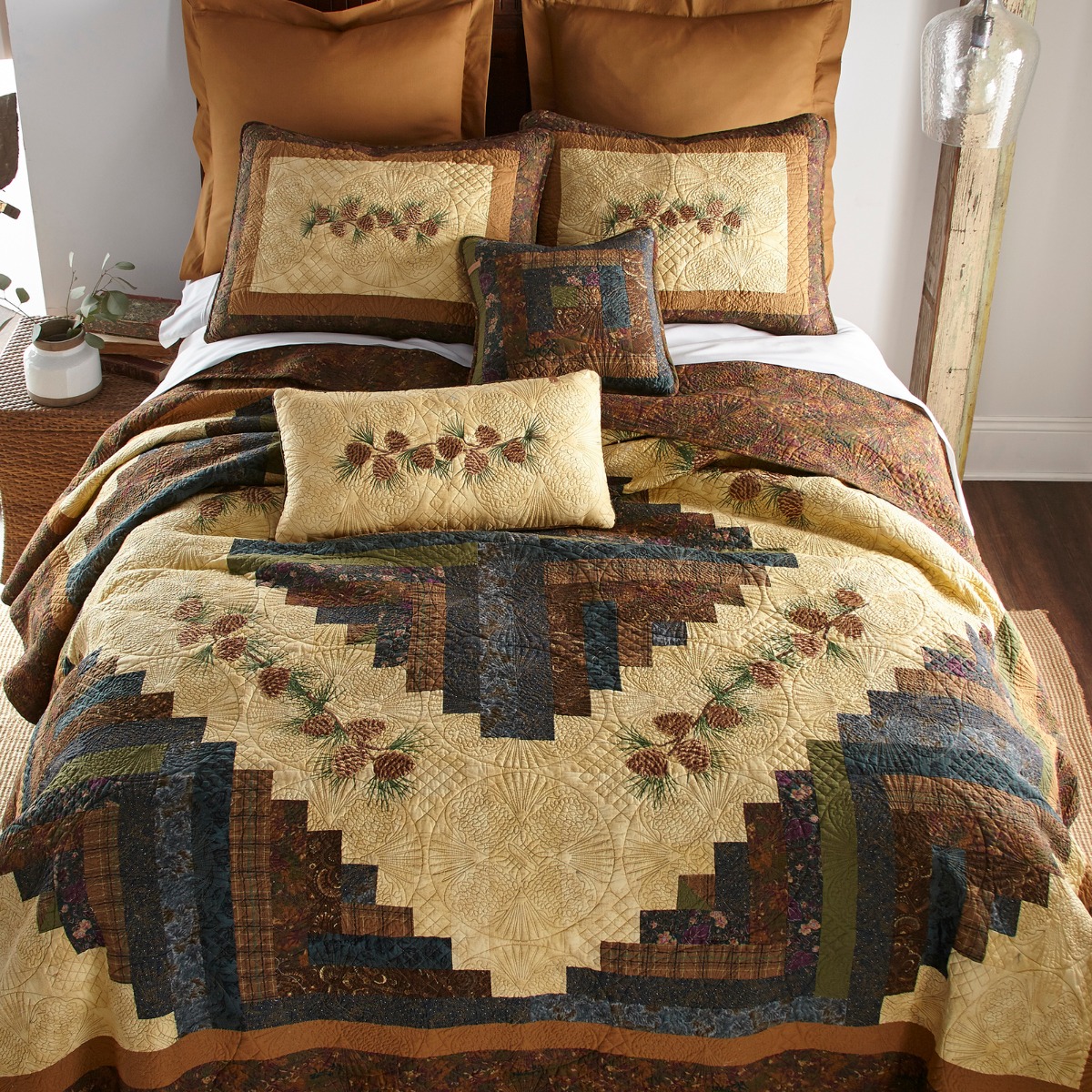 Cabin Raising Pine Cone Quilted Bedding Collection